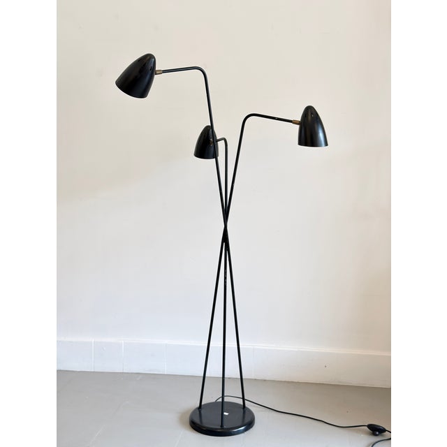 Mid-Century Modern Mid-Century Modern Tripod Floor Lamp with Three Adjustable Shades, and Brass Details, 1960 For Sale - Image 3 of 18