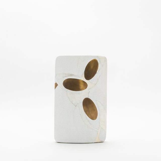 2020s Modern Vase in Shagreen With Shell and Brass Details R&y Augousti For Sale - Image 5 of 7
