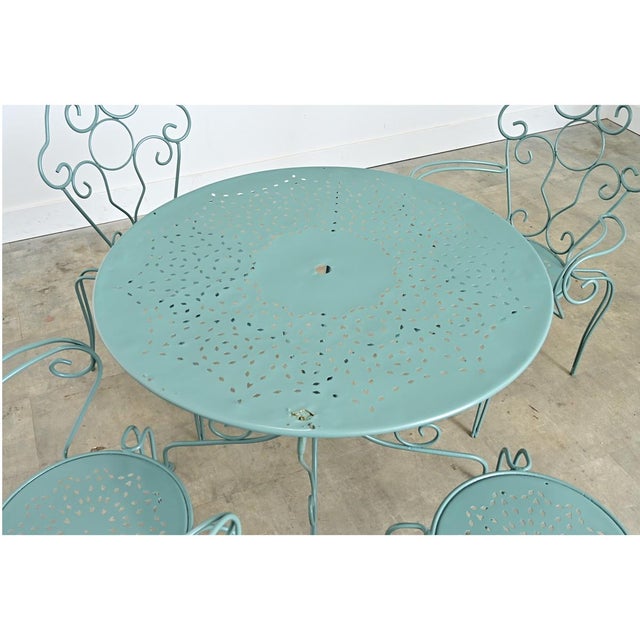 Mid 20th Century French Vintage Garden Table Set of Four Chairs and Table For Sale - Image 5 of 12