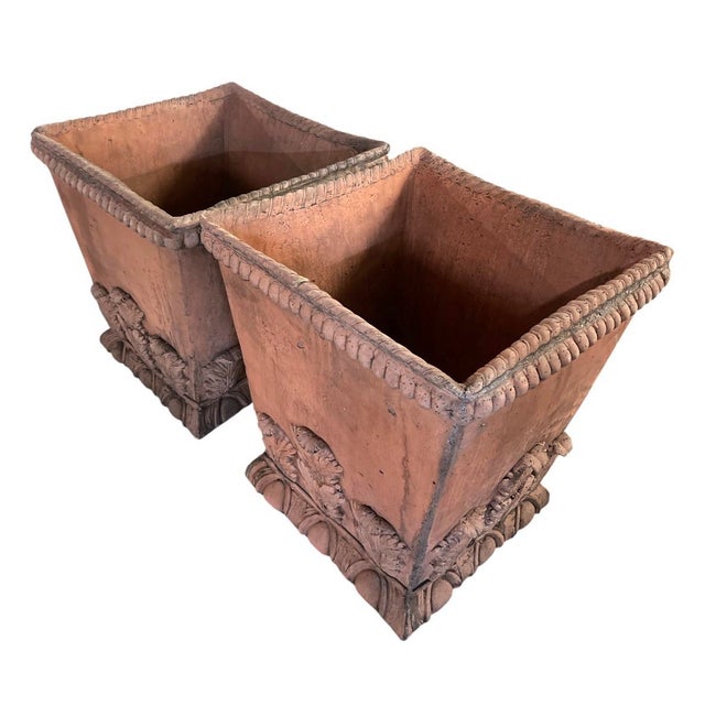 Pair of Grand Tuscan Style Terracotta-Toned Cast Stone Planters For Sale In West Palm - Image 6 of 12