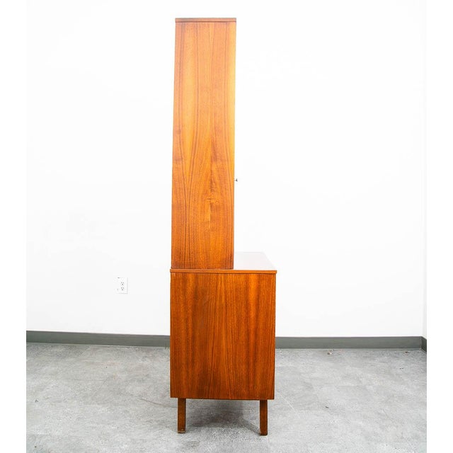 Mid Century Modern China Cabinet Hutch Bassett Walnut Drop Desk Vintage Drawers For Sale In Sacramento - Image 6 of 12
