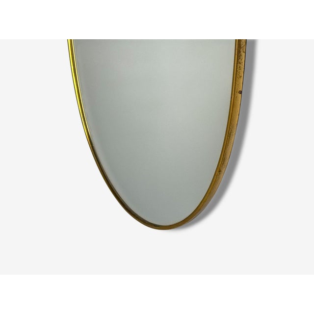 Glass Italian Modern, Brass, Glass, Shield Wall Mirror, Italy, 1950s For Sale - Image 7 of 8