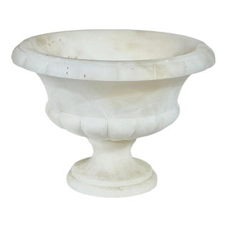 Vintage Alabaster Pedestal Bowl on Stand For Sale