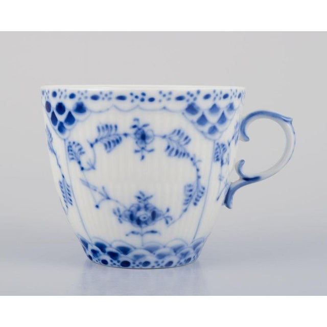1960s Blue Fluted Full Lace Coffee Cups with Saucers from Royal Copenhagen, 1960s, Set of 16 For Sale - Image 5 of 9