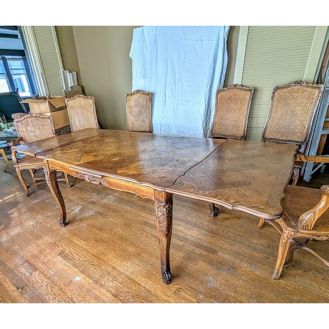 Farmhouse Louis XV Style Table With 2 Built in Leaves For Sale - Image 3 of 5