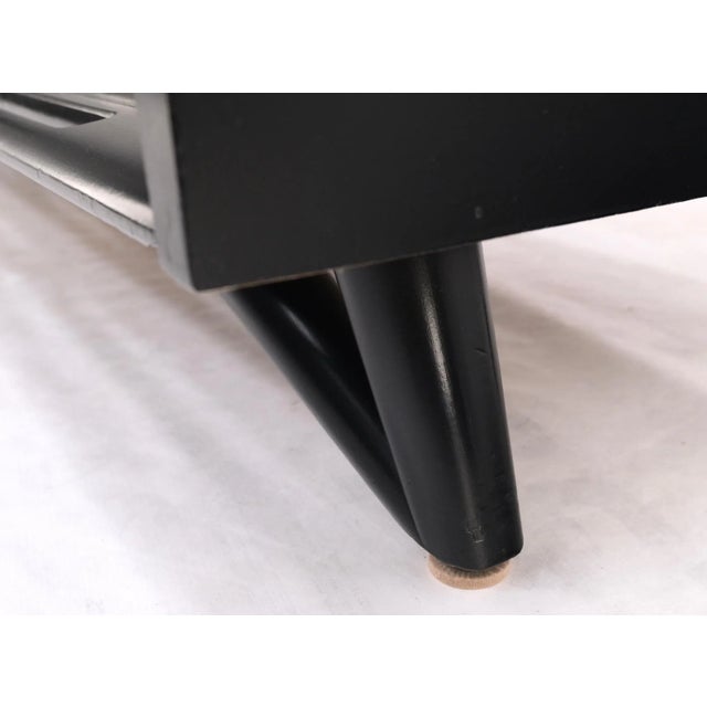 Mid 20th Century Black Lacquer Ebonized Pieced Wood Pulls Gallery Top 9 Drawers Dresser Credenza For Sale - Image 5 of 13