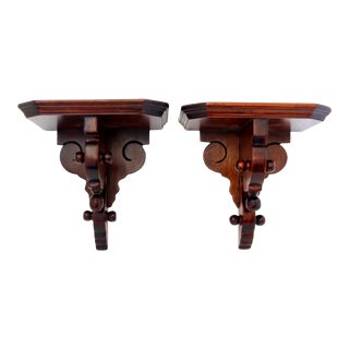 Late 19th Century Antique Mahogany Wall Shelves - a Pair For Sale
