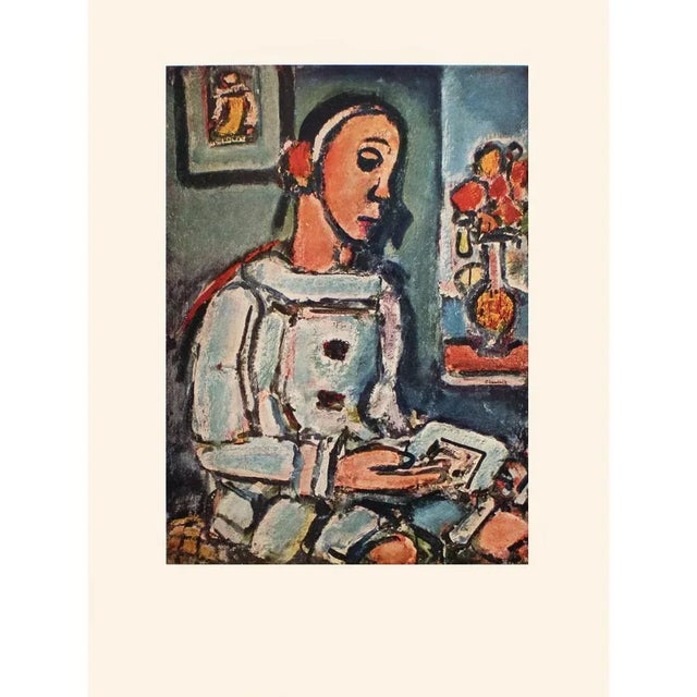 Robin's Egg Blue 1950s After Georges Rouault "The Wise Pierrot", First Edition Period Lithograph For Sale - Image 8 of 8