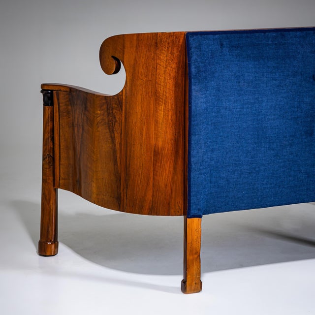 Blue Biedermeier Sofa in Walnut, Austria, 1830s For Sale - Image 8 of 11