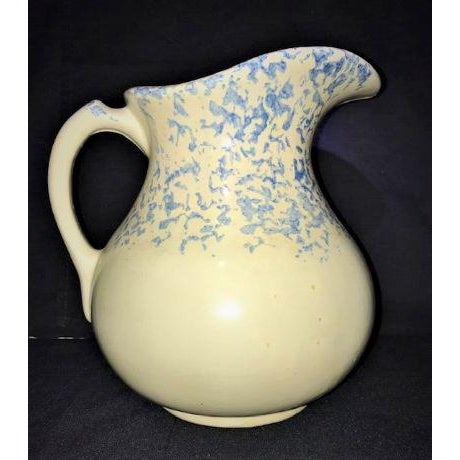 Vintage C.1930s Roseville Pottery Blue Spongeware Wash Basin and