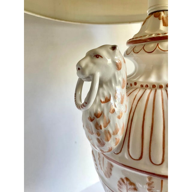 Vintage Hand-Painted Figurative Urn Table Lamp With Shade For Sale - Image 11 of 12