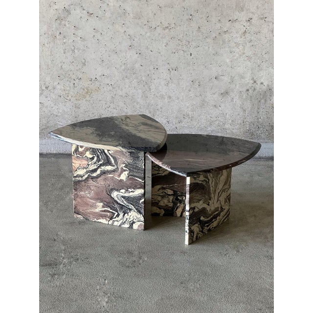 Beige Vintage Cipollino Marble Coffee Tables, 1970s, Set of 2 For Sale - Image 8 of 10