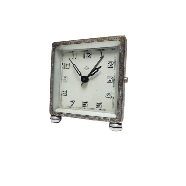 Silver Vintage German Clock from Thiel, 1930s For Sale - Image 8 of 9