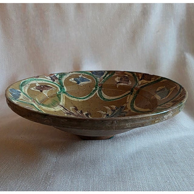 Vintage Mexican Talavera bowl of redware pottery 19th c Mexican decorative bowl 10” diameter