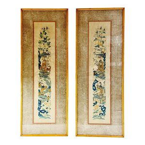 1920s Silk Embroidered Panels - A Pair
