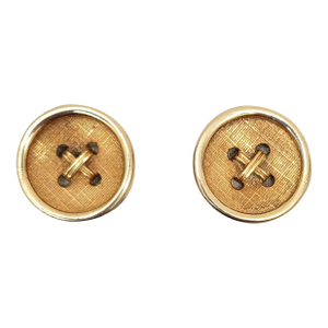 Vintage 1950s Signed Boucher Goldtone Button Clip Earrings - 2 Pieces