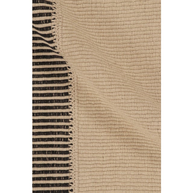 Rug & Kilim’s Contemporary Kilim With Textural Stripes in Beige & Black Tones For Sale - Image 9 of 10