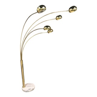 Mid-Century Modern Italian Guzzini Five Arm Arc Floor Lamp For Sale