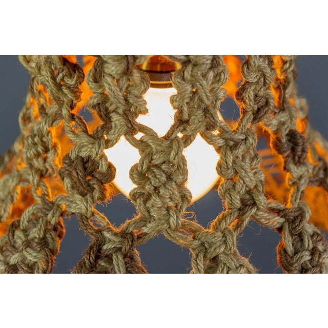 Vintage Handmade Braided Macramé Pendant Light Fixture, 1970s For Sale - Image 10 of 18