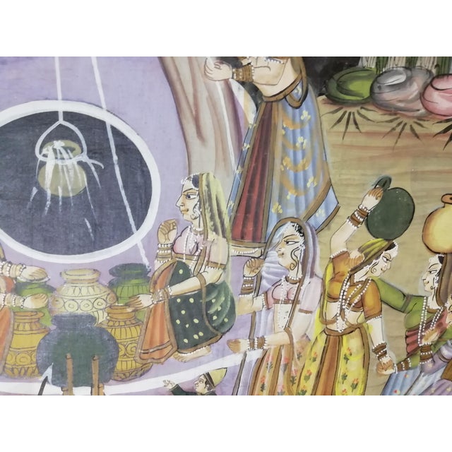 South Asian Silk Painting, 1960s For Sale - Image 11 of 16