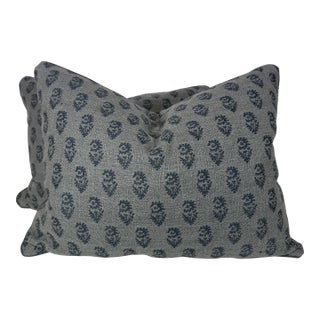 Peter Dunham "Rajmata Tonal Woven" in Blue on Blue 16”x20” Pillows-a Pair For Sale