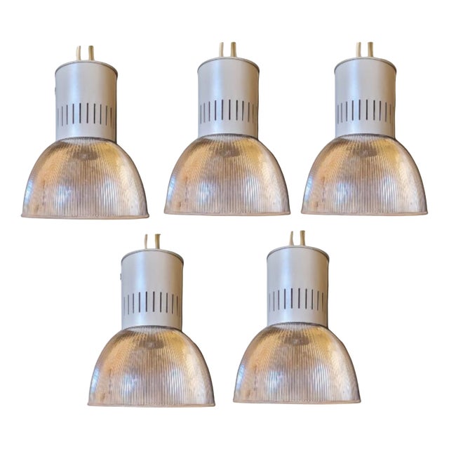 Vintage Industrial Hanging Lamp Sunlux, 1980, Set of 5 For Sale
