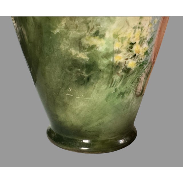 Antique Belleek 14.75" Hand Painted Porcelain Portrait Vase of a Maiden For Sale - Image 10 of 11