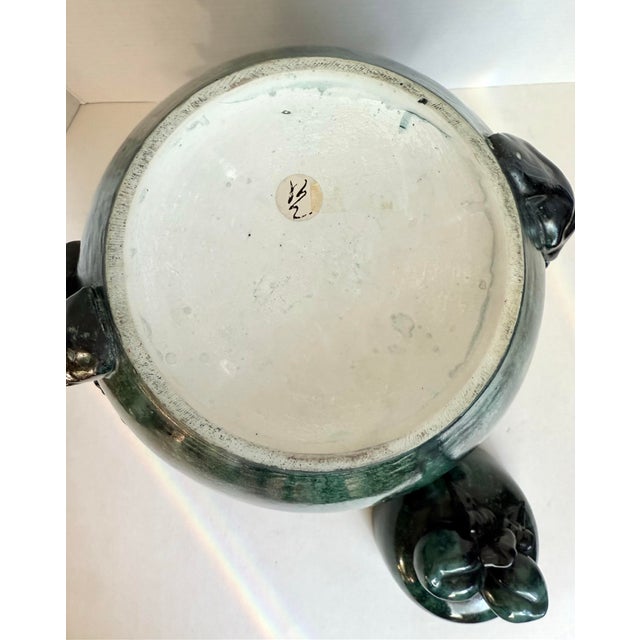 Large Chinese Green & Teal Glazed Lidded Ginger Jar With Sculptural Fruit Motif For Sale - Image 12 of 12