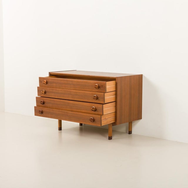 Mid-Century Italian Wide Walnut Chest of Drawers with Sculptural Handles, 1960s For Sale - Image 10 of 14