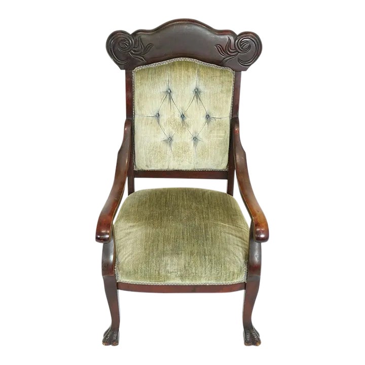 Mid 20th Century Queen Anne Arm Chair Chairish