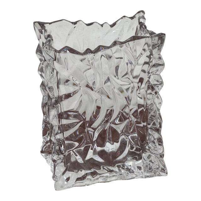 Tapio Wirkkala for Rosenthal Vintage Rosenthal Crystal Crushed Paper Bag Glass Vase For Sale