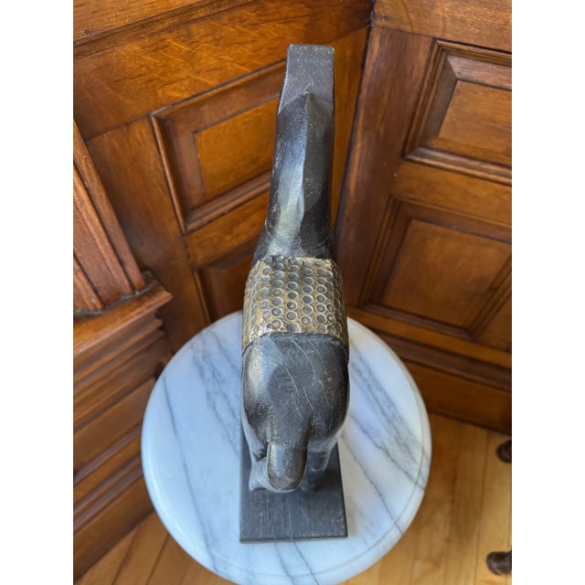 Brown Vintage Carved Wood and Metal Equine Figure For Sale - Image 8 of 9