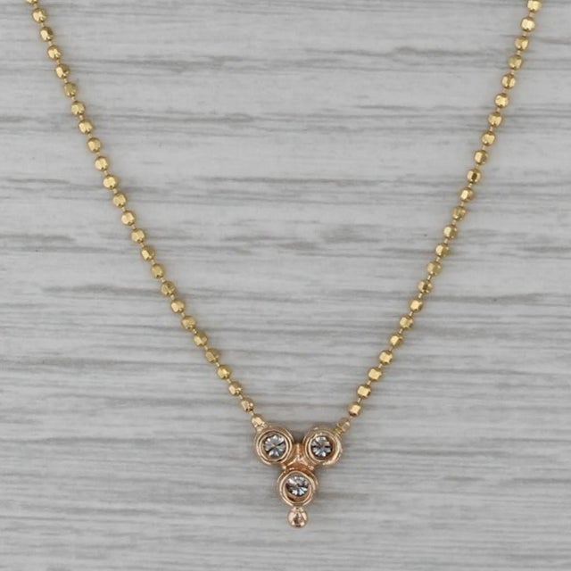 0.24ctw Diamond 3-Stone Pendant Necklace 14k Yellow Gold 16.5" Bead Chain For Sale In Greensboro - Image 6 of 6