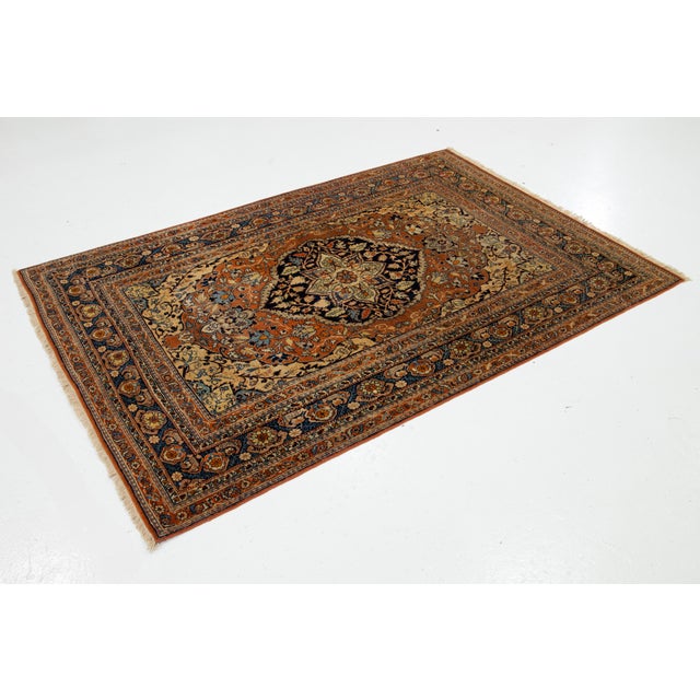 Persian Antique Persian Tabriz Rust Wool Rug With Classic Medallion Design For Sale - Image 3 of 7
