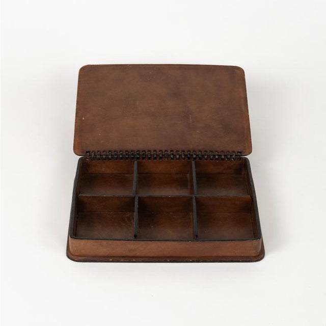 Midcentury Rectangular Decorative Box in Leather with Coins by Lar, Italy, 1960s For Sale - Image 6 of 17