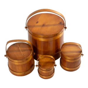 Set of 4 Vintage Graduated Pine Firkins