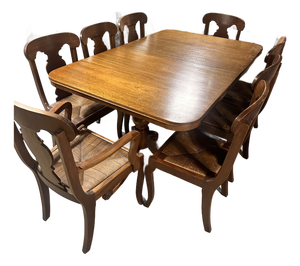 Mid 20th Century Drexel “New Travis Collection” Mid‑Century Colonial Revival Solid Maple Dining Set