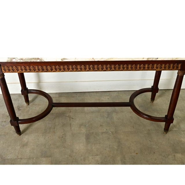 French 19th Century Louis XVI Style Mahogany & Marble Center Table For Sale - Image 9 of 12