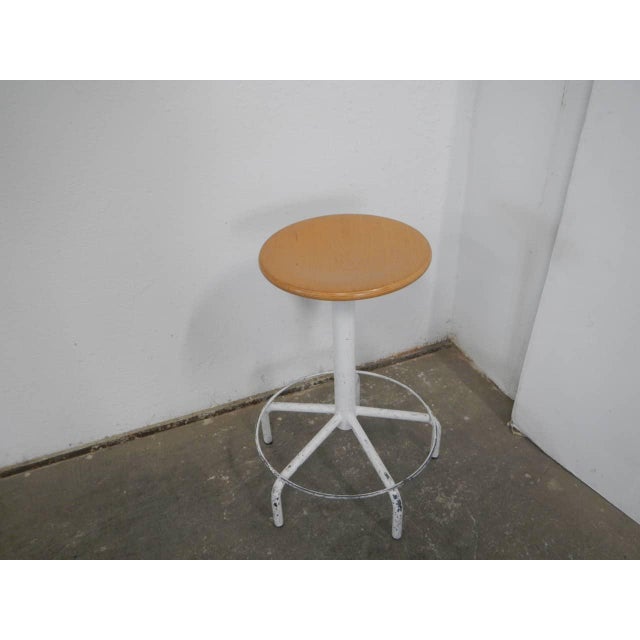 Tan Beech and Iron 5-Foot Stool, 1970 For Sale - Image 8 of 8