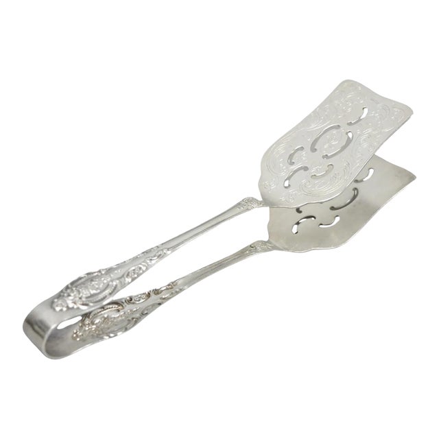 Vintage Wallace Baroque Silver Plated Pastry Sandwich Asparagus Vegetable Tongs For Sale