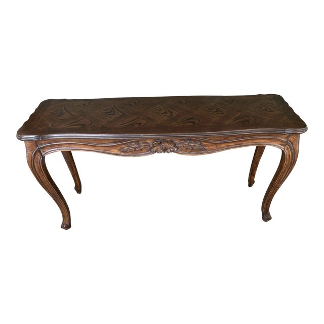 Late 20th Century French Provincial Style Carved Sofa Console Table For Sale