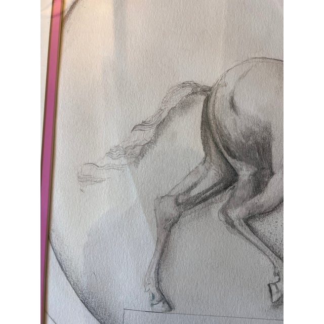 Renaissance Framed Vintage Hand Drawing of Sforza Horse After a Leonardo Da Vinci's Sketch For Sale - Image 3 of 12