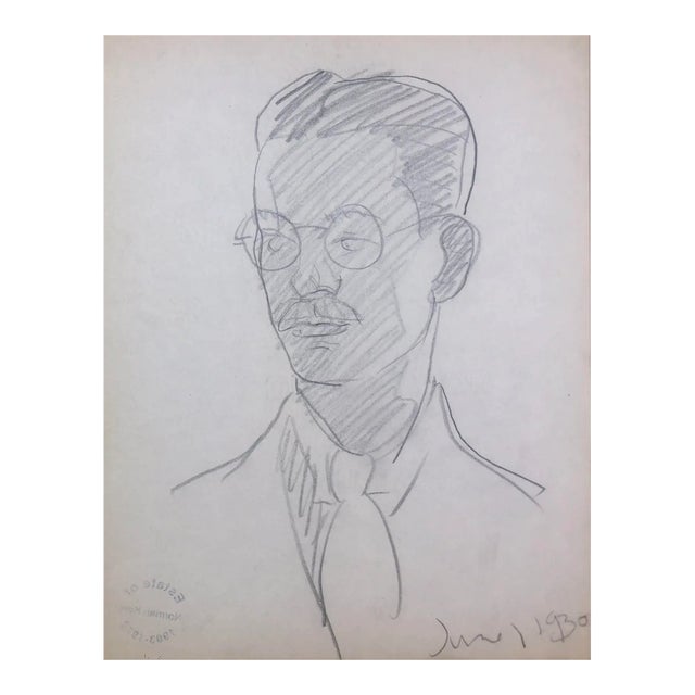 1930 Norman Kent Portrait of a Man With Glasses For Sale