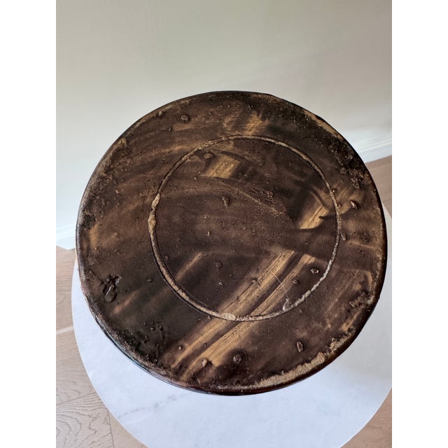Antique Albany Slip Stoneware Storage Jar — 19th Century American, Dark Brown Glaze For Sale - Image 4 of 4
