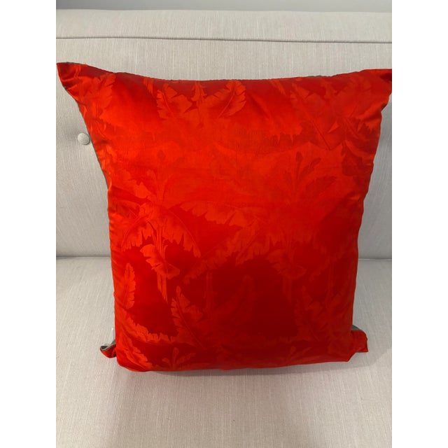 A silk fukusa (gift cloth) displaying a rarely seen family crest (mon) of a knotted goose. The white mon appears to be...