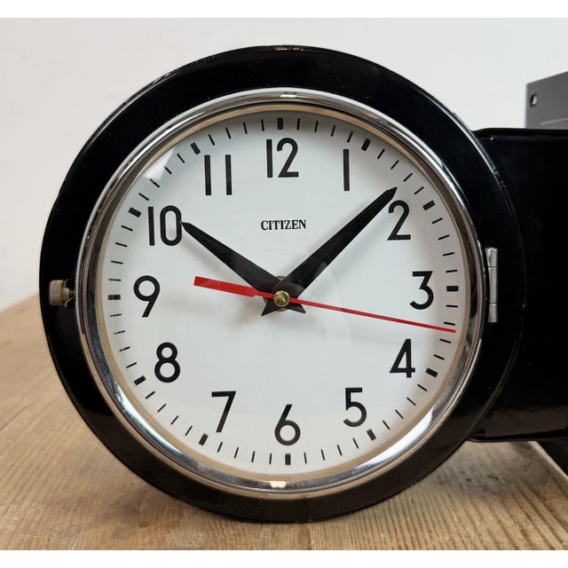 Vintage Black Citizen Double-Sided Ship Wall Clock, 1980s For Sale - Image 14 of 18