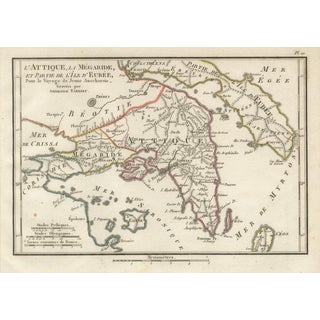 Map of Ancient Attica, Megara and Euboea from Ambrose Tardieu, 1824 For Sale