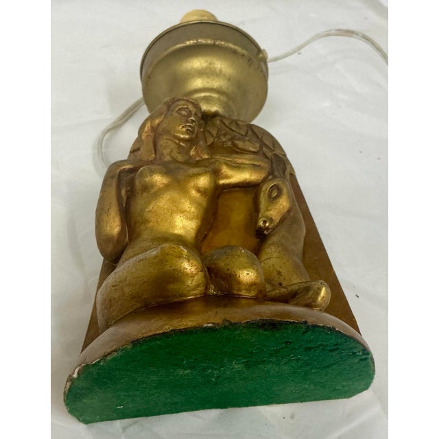 Vintage Art Deco Chalk Ware Sculptural Lamp. For Sale - Image 12 of 12