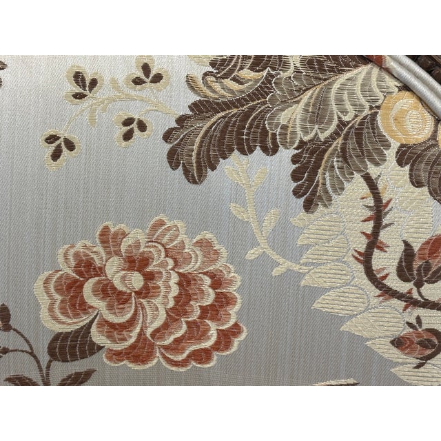 Wood Vintage Louis XVI Style Carved Wood Fauteuil Armchairs in Floral Chinoiserie Upholstery - A Pair For Sale - Image 7 of 18