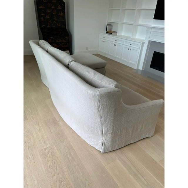 Wood Lee Industries Ava Left Facing Chaise Sofa in Heavy Duty Washable Linen For Sale - Image 7 of 13